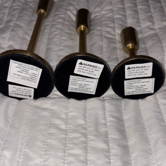 Set of 3 Goldtone Taper Candle Holders - Picture 3 of 4